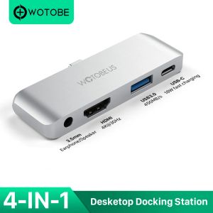 Hubs usb c hub, 4in1 hub to hdmi audio 3.5 usb pd charge docking state for bookpad pro 2018 Surface s9 / s10 / note mate
