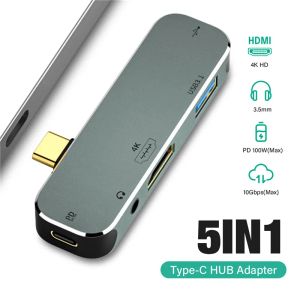 HUBS USB C HUB 4K 60Hz Tipo C TO HDMI 2.0 RJ45 PD 100W Adaptador para MacBook Air Pro Ipad Pro Audio Jack Accesorios USB 3.0 3.1