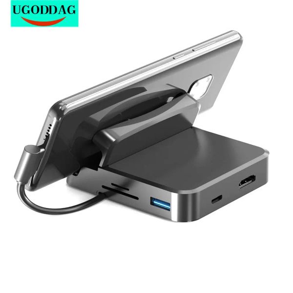 Hubs USB C Hub Dosting Station Phone Stand Dex Pad Station USB C à HDMICOMPATIBLE DACK POWER CHARGER Kit pour MacBook pour Samsung