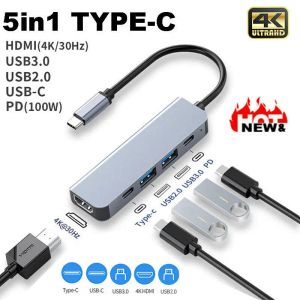 Hubs USB C Hub, Dockteckexpand USBC Multiport Adapter 5 in 1 met 4K HDMI, 100W stroomafgifte, 1 USB 3.0 Data Ports voor MacBook Pro