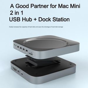 Hubs USB C Hub + Hard Driv Dock Dock Station pour Mac Mini avec lecteur de carte VGA TF / SD HDMICOMPATIBL