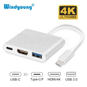 HUBS USB C HUB HDMI Adaptateur pour MacBook Air Pro USB Type C Hub To HDMI 4K USB 3.0 Port avec USBC Power Deliver