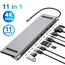 Hubs USB C Hub Type C -adapter naar Multi USBC 3.0 Splitter OTG HDMI RJ45 HUB 3 0 MICRO SD CARD LEZER DOCK STATION VOOR MACBOOK AIR PRO