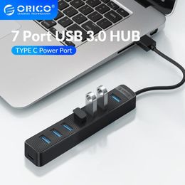 Hubs USB haute vitesse 7 ports 3.0 HUB avec alimentation de type C SD TF Splitter OTG Adaptateur pour ordinateur portable Accessoires de bureau USB
