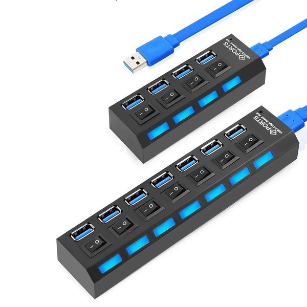 Hubs USB HUB 3.0 4/7 puertos Micro USB 3.0 HUB Splitter con adaptador de corriente Alta velocidad 5Gbps USB Splitter 3 HUB para PC