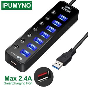 Hubs USB Hub 3.0 Multi 4 7 Port Splitter Charger voor iPad Mac Book Air Pro PC Computer Notebook Accessoires met 5V 2A Power Adapter