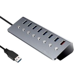Hubs USB hub 7 ports USB3.0 5 Gops + 1xUSB Port de charge extension du séparateur de moyeu avec commutateur indépendant Alimentation externe