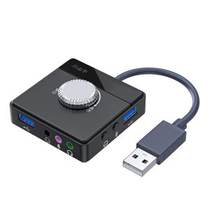 Hubs USB Hub External Volumeregeling 3 poorten tot 3,5 mm Jack Driver Free Volume verstelbare geluidskaart externe stereo audio -adapter