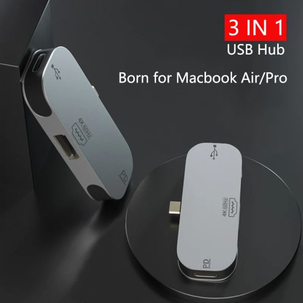 Hubs USB Type C Adaptateur Adaptateur ordinateur portable Station d'amarrage 3 en 1 USB C à DP 4K HDMICOMPATIBLE Mini DP Type C Expansion Dock pour MacBook