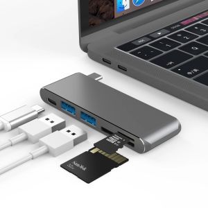 Hubs USB Type C Hub USB C à USB 3.0 PD TF / SD Adaptateur de carte USB3.0 OTG Shell aluminium Shel