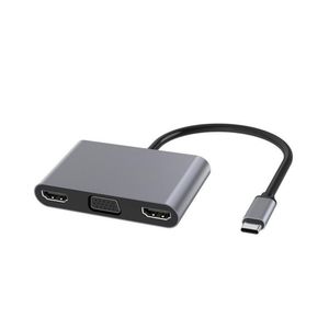 Concentradores USB tipo c a VGA compatible dual USB 3.0 Adaptador de concentrador PD MST Pantalla simultánea multipantalla Estación de acoplamiento para computadora portátilUSB USBUSB