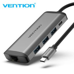 Hubs Revention USB Hub Type C à HDMI USB 3.0 Hub Thunderbolt 3 Adaptateur pour le livre Samsung S10 Huawei Mate 20 P30 Pro Apple USBC Hub