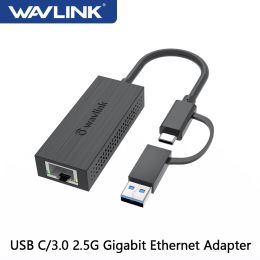 Hubs wavlink 2500Mbps USB C 2,5 g externe Gigabit Ethernet Adapter Type C à RJ45 Convertisseur Ethernet LAN Adaptateur Hub 10/100/1000Mbps