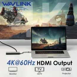 Hubs Wavlink 6in1 USB C à 4K Station d'accueil HDMI avec 2x10 Gbps 100W PD en 2,5 g RJ45 pour MacBook Pro / Air iPad dell HP Lenovo