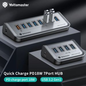 Hubs Yottamaster Docking Station USB Hub Adapter to Thunderbolt 3 PD lading USB 3.2 Gen2 Typec TF SD met 10 Gbps 4K HDMI Reader Slot