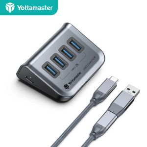 Hubs Yottamaster Type C USB 3.2 3.0 Hub USB A Adaptateur de station d'accueil à 4 ports avec lecteur de carte SD / TF Fonction OTG Splitter USB pour PC