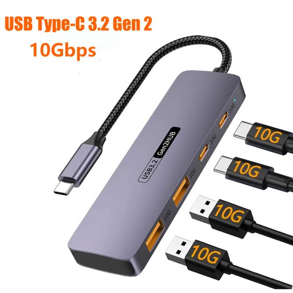 Hubs Yucun 10Gbps USB C HUB Splitter USB de alta velocidad para iPhone 15 Sumsang Accesorios para PC PC MacBook Pro USB Typec 3.2 Hub