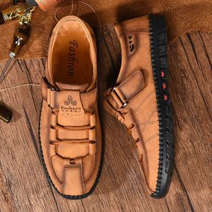 Handgemaakte Lederen Chaussures décontractées Schoenen Mannen Mocassins Flats Schoen Antislip Slip Op Heren Instappers Big Size 38-48 Ondersteuning