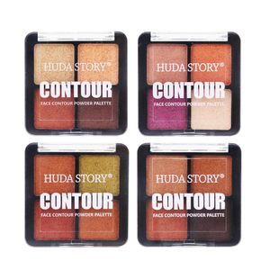 HudastoryMake Up fard à paupières 4 couleurs paillettes contour du visage ombre à paupières éclaircir le maquillage yeux chatoyants maquillage