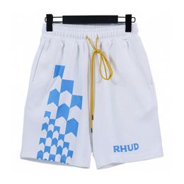 HUDE 23SS Spring Summer Nieuwe dambordbrief Afdrukken Loose Casual Drawring Mens Shorts Designer Mesh Mesh Quick Drying Technology Sports Shorts For Men