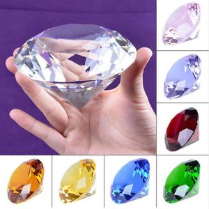 Enorme 100mm Crystal Glass Diamond Paperweight Quartz Crafts Home Decor Fengshui Ornamenten Verjaardag Bruiloft Souvenir Giften Q0525