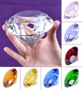 Enorme 100 mm Crystal Glass Diamond Paperweight Quartz Crafts Home Decor Fengshui ornamenten Verjaardag Wedding Party Souvenir Geschenken Q054071325