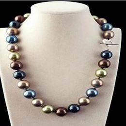 Enorme collar de perlas de cáscara de mar multicolor de 12 mm de 12 mm 18 '
