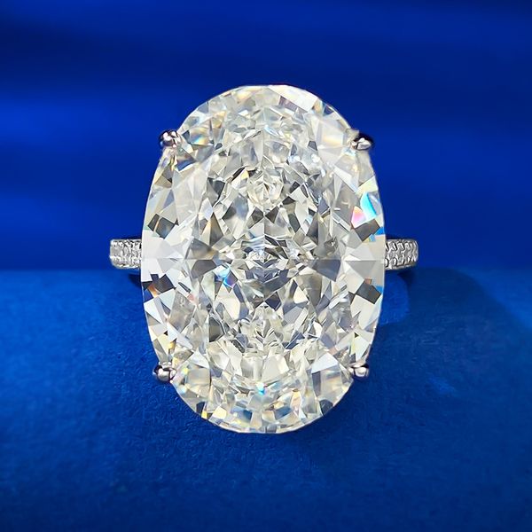 Bague en diamant Moissanite de laboratoire, énorme 15ct, en argent Sterling 100% véritable 925, bague de mariage, pour femmes et hommes, bijoux de fiançailles
