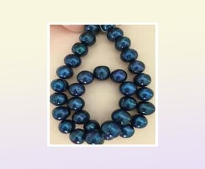 Énorme 18 quot1011mm noir tahitien Noir véritable collier de perle baroque bleu 14K9111919