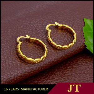 ÉNORMES BOUCLES D'OREILLES CRÉOLES PLAQUÉES GRAND OR JAUNE 18 carats 26MM2941