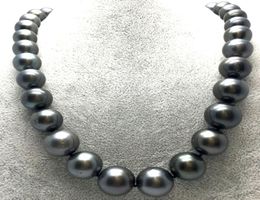 Énorme collier de perles de tahiti rondes noires multicolores, 18quot11514mm, perles fines, bijoux 6008767