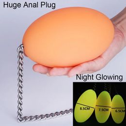 Enorme anal plug consolador noche brillante tirar cuentas juguetes sexuales para mujeres hombres gran buttplug dragón huevo adultos 18 butt ball 240227