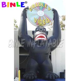 Enorme gorila inflable kingkong inflable negro con DVD modelo de animal chimpancé inflable para publicidad