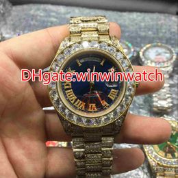 Enorme diamanten bezel pols horloge 43 mm hiphop rappers vol icided gold case automatische horloges 2437