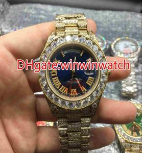 Énormes diamants de lunette de lunette REPARDE 43 mm Hip Hop Rappers Full Iced Out Gold Automatic Watches 9747988