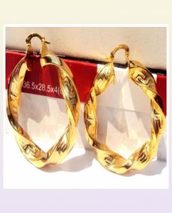 Enorme zware Big ED 14K Geel Real Folid Gold Filled Dames Hoop -oorbellen leveren de eerste klasse Afters 2543180