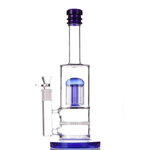 Énorme narguilé super épaisseur 13,5 pouces de hauteur couleur bleu bang en verre avec double couche perc conduite d'eau nid d'abeille et piliers joint de 18,8 mm