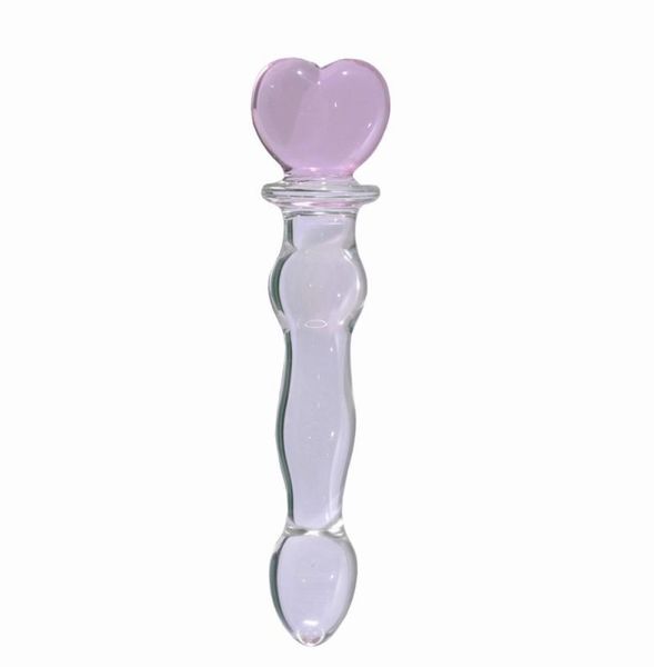 Énorme gode en verre PyrexAnal 3 perles godemichet anal jouets masseur en cristal baguette de plaisir en forme de coeur jouets sexuels pour adultes pour CouplePink S9218027406