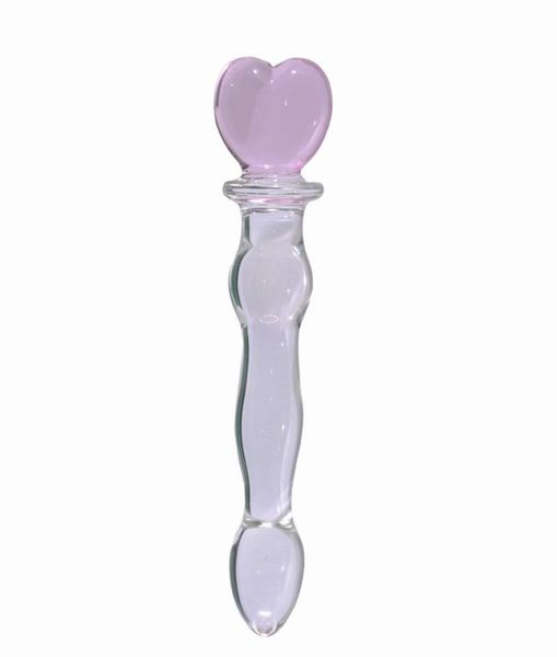 Énorme Pyrex Glass Dildoanal 3 Perles Butt Butt Plug Toyscrystal Massageur Pleasure Wand Heart Face Adult Sex Toys pour couple S9214190024