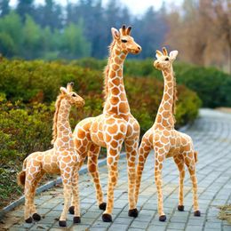 Énorme vraie vie girafe en peluche jouets mignons poupées d'animaux en peluche modèle de simulation douce de haute qualité cadeau d'anniversaire enfants chambre décor 240202