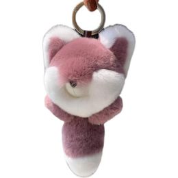 Enorme echte Rex Rabbit Fur Keychain Monster Pompom Doll Keyring Bag Car Charm Pendant Fox met metalen Claw185F
