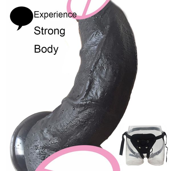 Énorme gode en Silicone réaliste pénis noir pour femme Couple Strapon avec ventouse Masturbation féminine boutique de jouets sexy