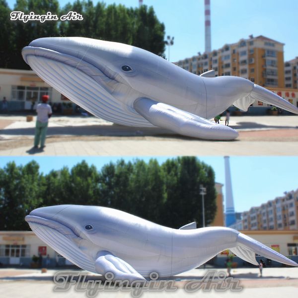 Enorme globo inflable de ballena de animales marinos, ballena gris de vida marina inflable personalizada para decoración de parque acuático y acuario