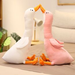 Gran simulación de pato grande de peluche de juguete, almohada larga abrazable, muñeco de cisne tierno de ganso gigante de peluche suave para niños, regalo de cumpleaños