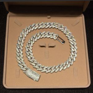 Enorm populair 925 Sterling Silver Iced Out 18mm Moissanite Cuban Link Chain