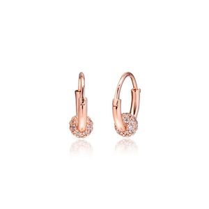 Huggie-pendientes de plata de ley 925 100% auténtica para mujer, aretes de aro con cuentas de rosa, regalo de fiesta, venta al por mayor