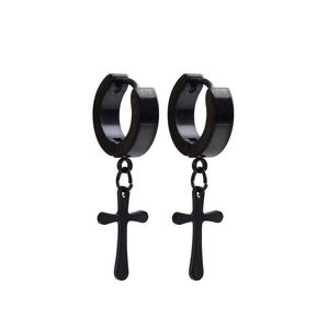 Huggie 4mm Hoop Earring Cross Ear Stud Mode Persoonlijkheid Allergie Titanium Groothandel Staal Punk Vrouwen Mannen Sieraden 50 stks/partij