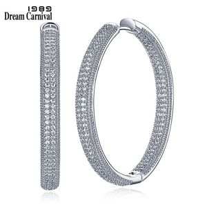 Huggie DreamCarnival 1989 Rhodium Kleur Zirkonia Luxe Elegante Klassieke Hoepel Oorbellen voor Vrouwen Dunne Gemakkelijk Push In Pin Sloten SE23882WR