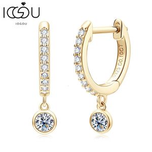 Huggie boucles d'oreilles goutte réel D couleur VVS1 diamant boucles d'oreilles 925 argent femme bijoux original certifié tendance 240301