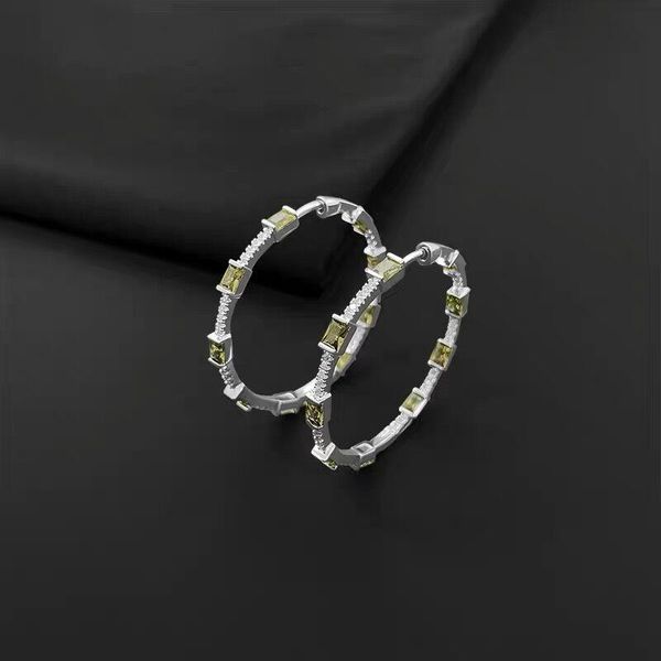 Huggie-pendientes de aro cuadrados de cristal para mujer, aretes con Piercing circular grande, joyería para mujer, aro elegante, hebilla para oreja Zk30